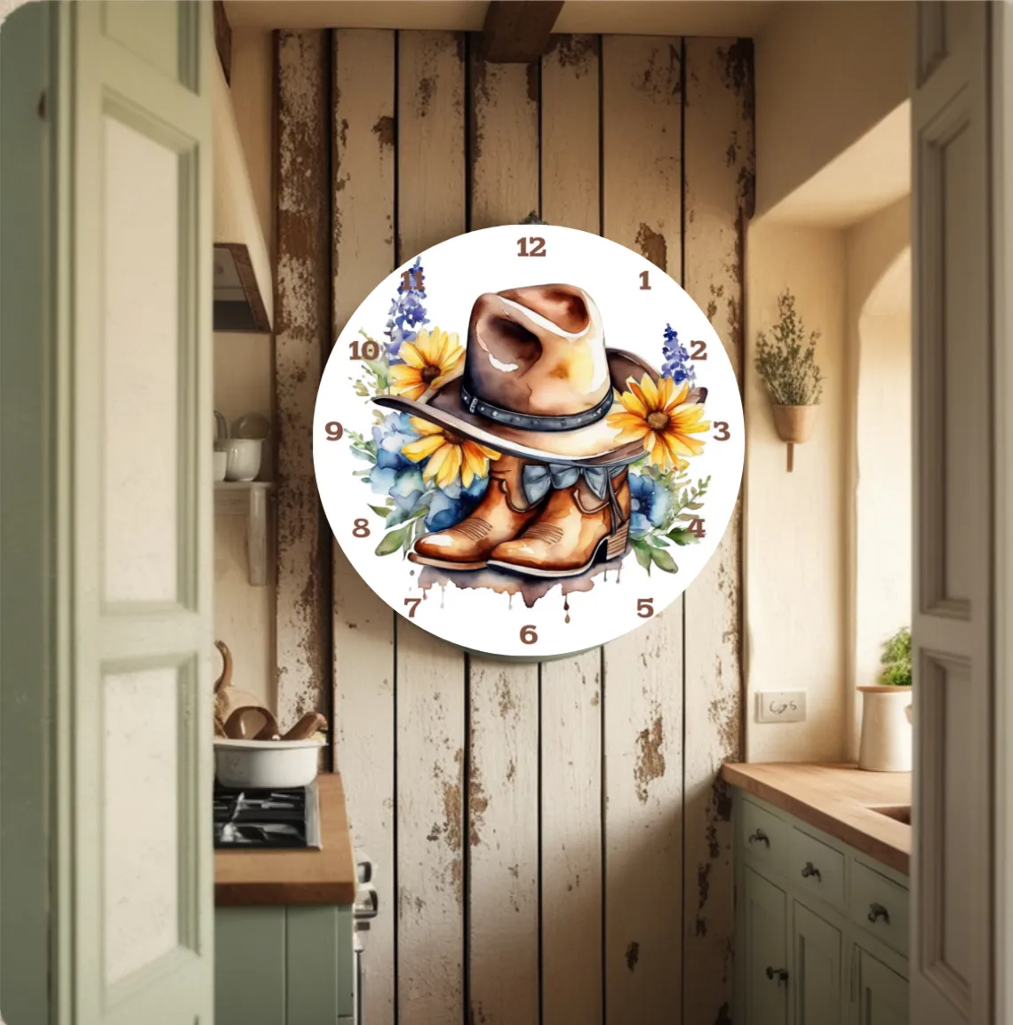 Rustic Charm Wall Clock, Western Wall Clock, Country Wall Clock