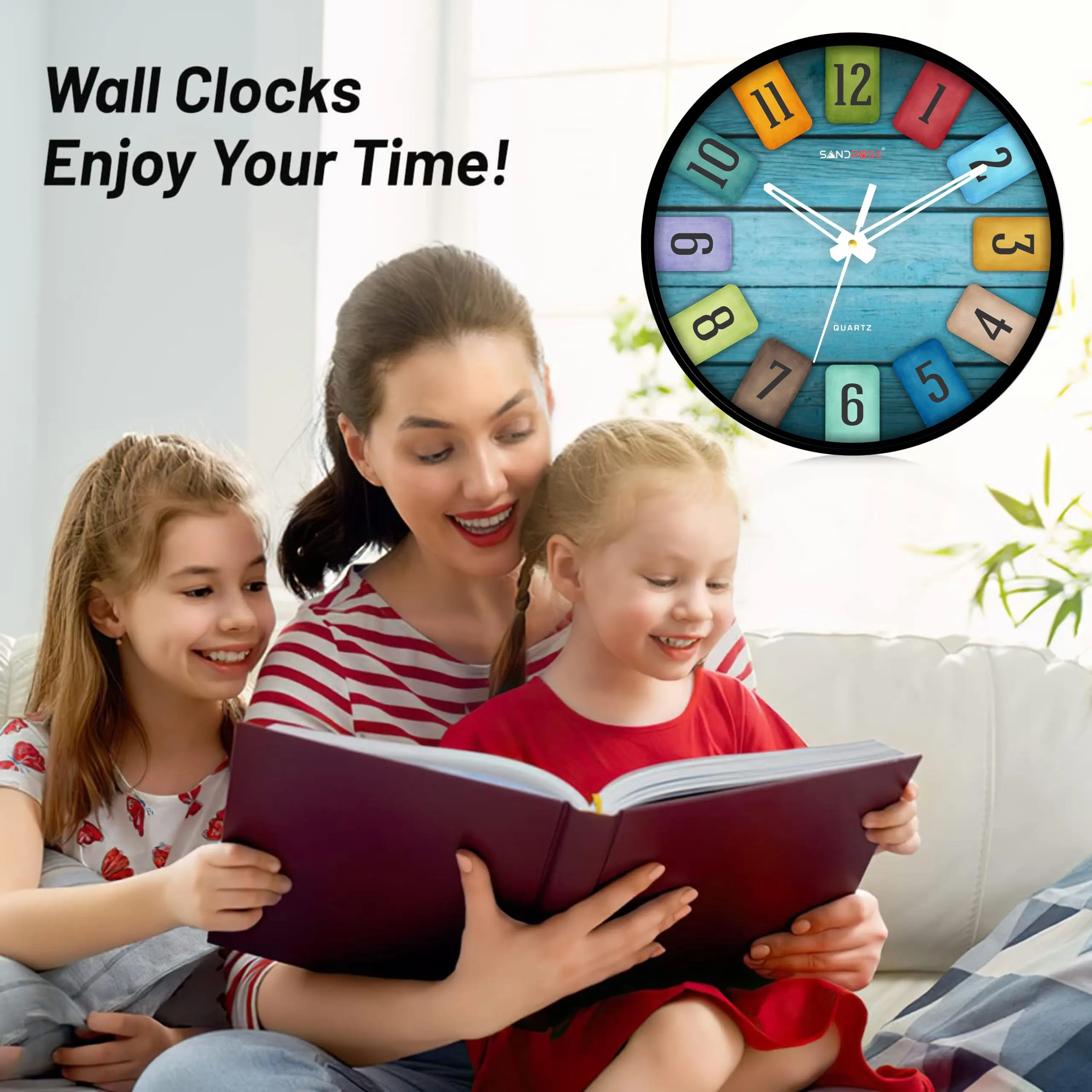 SANDROSE 10-inch Classic & Stylish Wall Clock with Modern Touches, Perfect for Home Living Room Bedroom Hall Office -2058