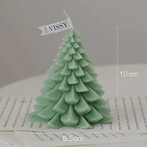 SAZ DEKOR Christmas Tree Wax Scented Candle Creative Curve Home Decor Prop Light Green