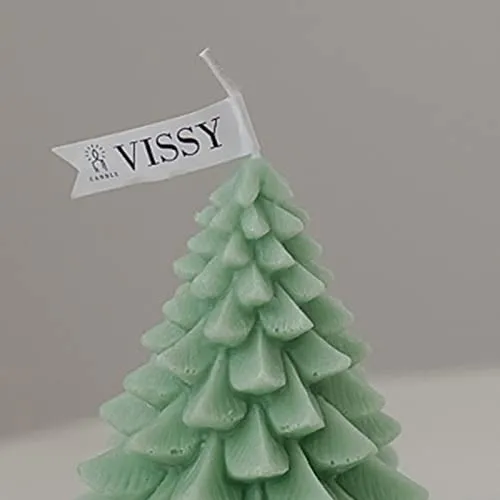 SAZ DEKOR Christmas Tree Wax Scented Candle Creative Curve Home Decor Prop Light Green