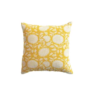 Square Cotton & Linen Voile Block Printed Pillow - 16"