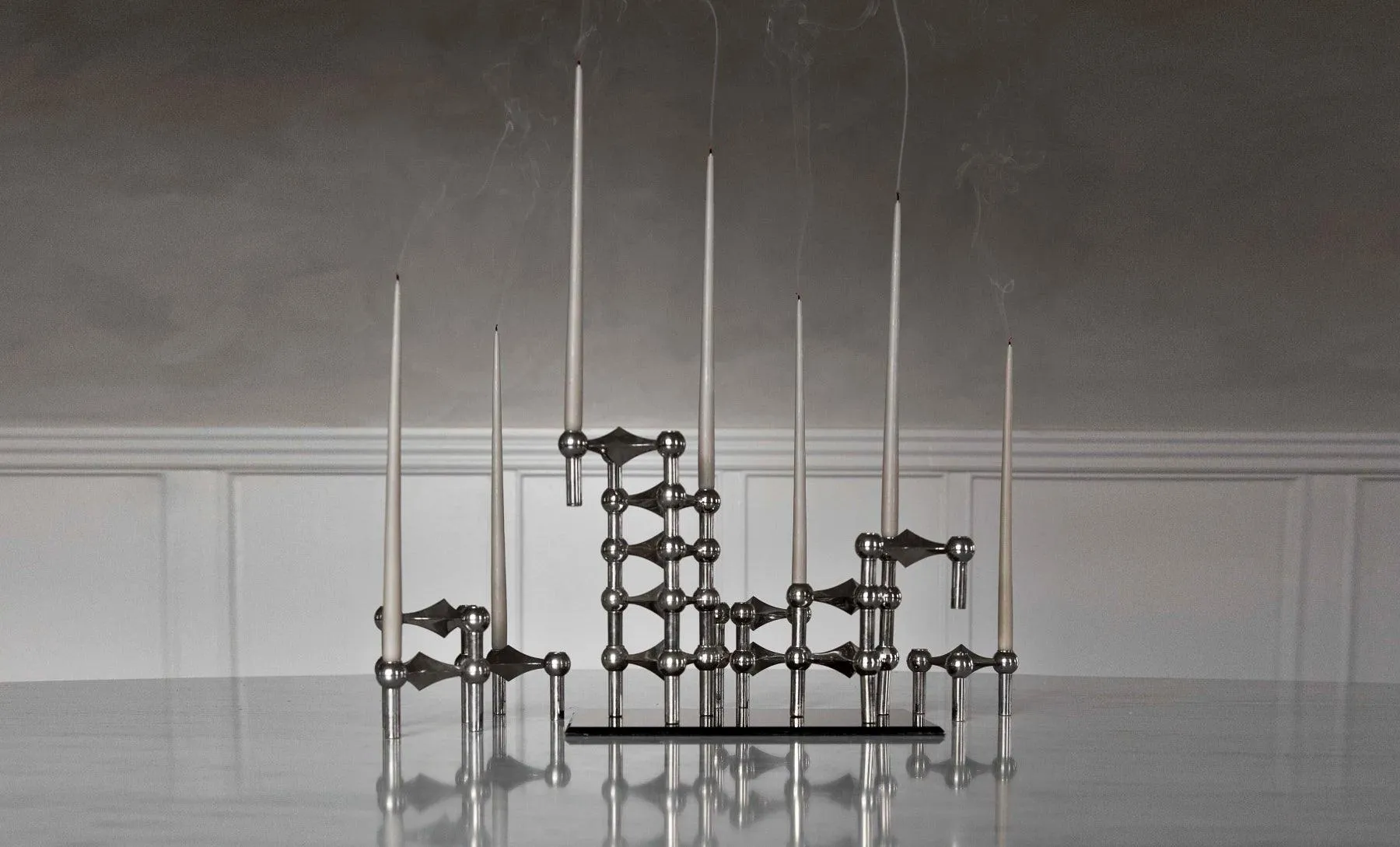 STOFF NAGEL chrome candle holder set