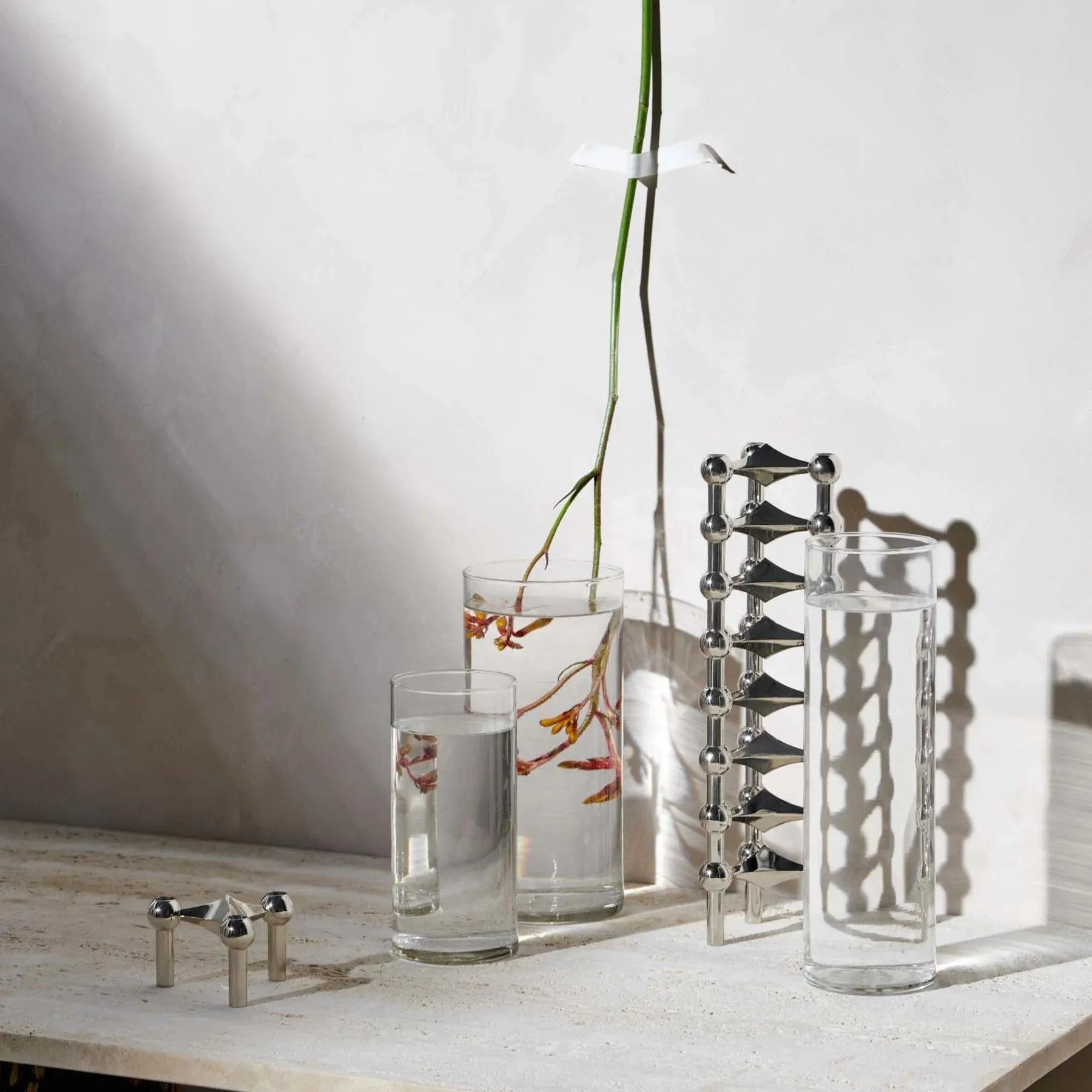 STOFF NAGEL chrome candle holder set