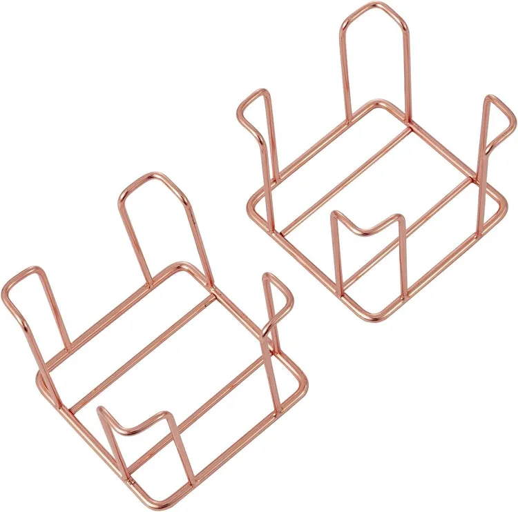 Tabletop Copper Metal Sticky Note Cube Holders, Memo Pads Containers for Home Office School Desk, Set of 2