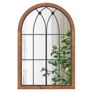 Tangkula Arched Window Mirror, Window Frame Decor Wall Mounted Mirror with Back Board, 24" x 36" Wall Mirror