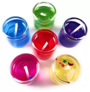 The Decor Affair Glass Gel Candle Set with Multicolored Brilliance and Captivating Auras, Perfect for Festive Illumination and Unparalleled Celebratory Ambiance (Pack of 6).