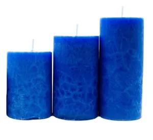 The Decor Affair Set of 3 Marble Finish Pillar Candles - Sea Breeze Scented, Smokeless, Small Size, Perfect for Home Decor & Celebrations
