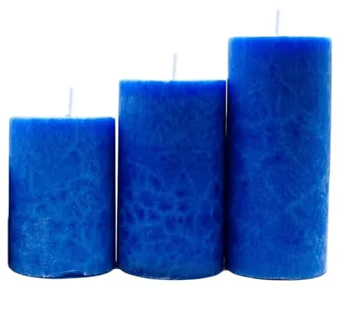 The Decor Affair Set of 3 Marble Finish Pillar Candles - Sea Breeze Scented, Smokeless, Small Size, Perfect for Home Decor & Celebrations