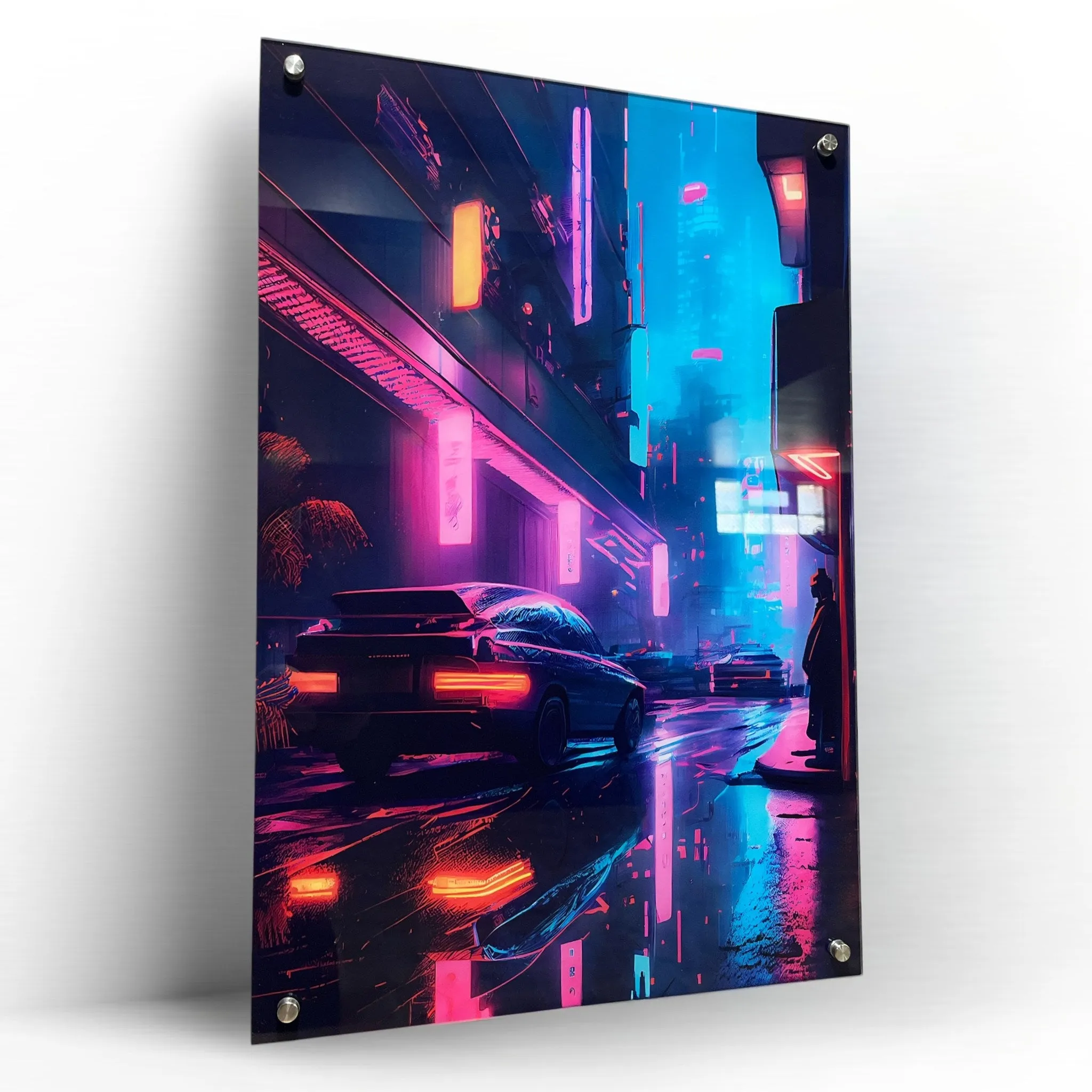 The Neon City (Futuristic) Acrylic Wall Art