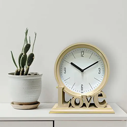THE STYLE SUTRA Geometric Table Clock Decorative Battery Powered Living Room Ornament Pink|Clock for Home|Wall Clock|Clock for Wall