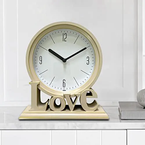 THE STYLE SUTRA Geometric Table Clock Decorative Battery Powered Living Room Ornament Pink|Clock for Home|Wall Clock|Clock for Wall