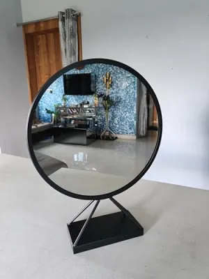 TINITALO Modern Elegance Round Wall-Mounted Mirror Metal Framed Wall Mirror Bathroom Mirror Living Room Mirror Home Decor Mirror 18 x 18 Inches Black MF 77