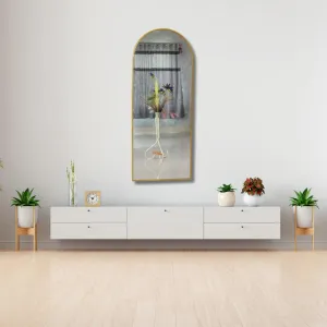 TINITALO Modern Elegance Semi Circle Wall-Mounted Mirror Metal Framed Wall Mirror Bathroom Mirror Living Room Mirror Home Decor Mirror 24 x 60 Inches Color Golden MF 93