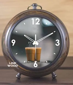 Unique Antique Collection - Handmade Antique Wooden 5" Table Top Clock Desk Clock Tea Style Hanging Clock Home & Office, Bed Room, Decor Wedding Gift (Brown)
