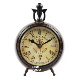 Unique Antique Collection - Handmade Antique Wooden 7" Table Top Clock Desk Clock Victoria London Hanging Clock Home & Office, Bed Room, Wedding Gift (Brown)