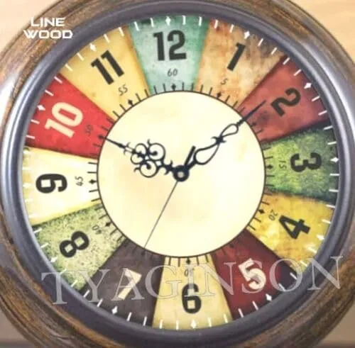 Unique Antique Collection - Handmade Wooden 5" Table Top Clock Desk Clock Antique Style Hanging Clock Home & Office, Bed Room Decor Gift (Multicolor Dial)