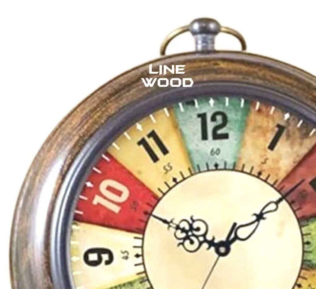 Unique Antique Collection - Handmade Wooden 5" Table Top Clock Desk Clock Antique Style Hanging Clock Home & Office, Bed Room Decor Gift (Multicolor Dial)