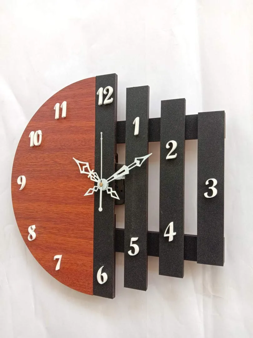 Unique Craft 3D Wooden Antique Design Analog Wall Clock, Brown, Md_Unq-006(15Wx120Lx20H Inches)