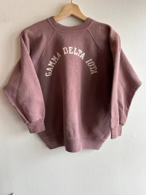 Vintage 1950s Gamma Delta Iota Flock Printed Sweatshirt
