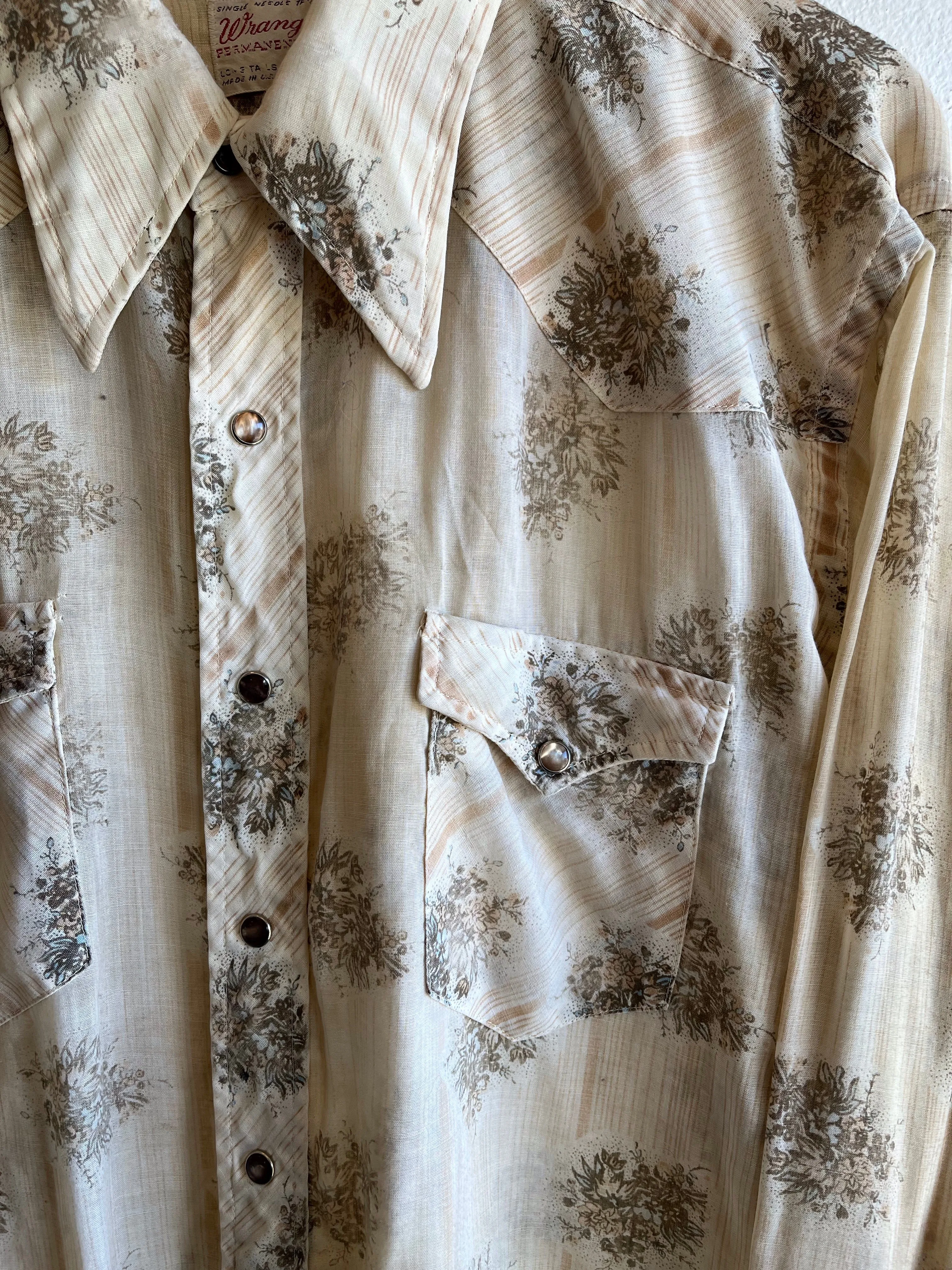 Vintage 1960s Wrangler Floral Western Pearl-Snap Shirt
