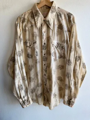 Vintage 1960s Wrangler Floral Western Pearl-Snap Shirt