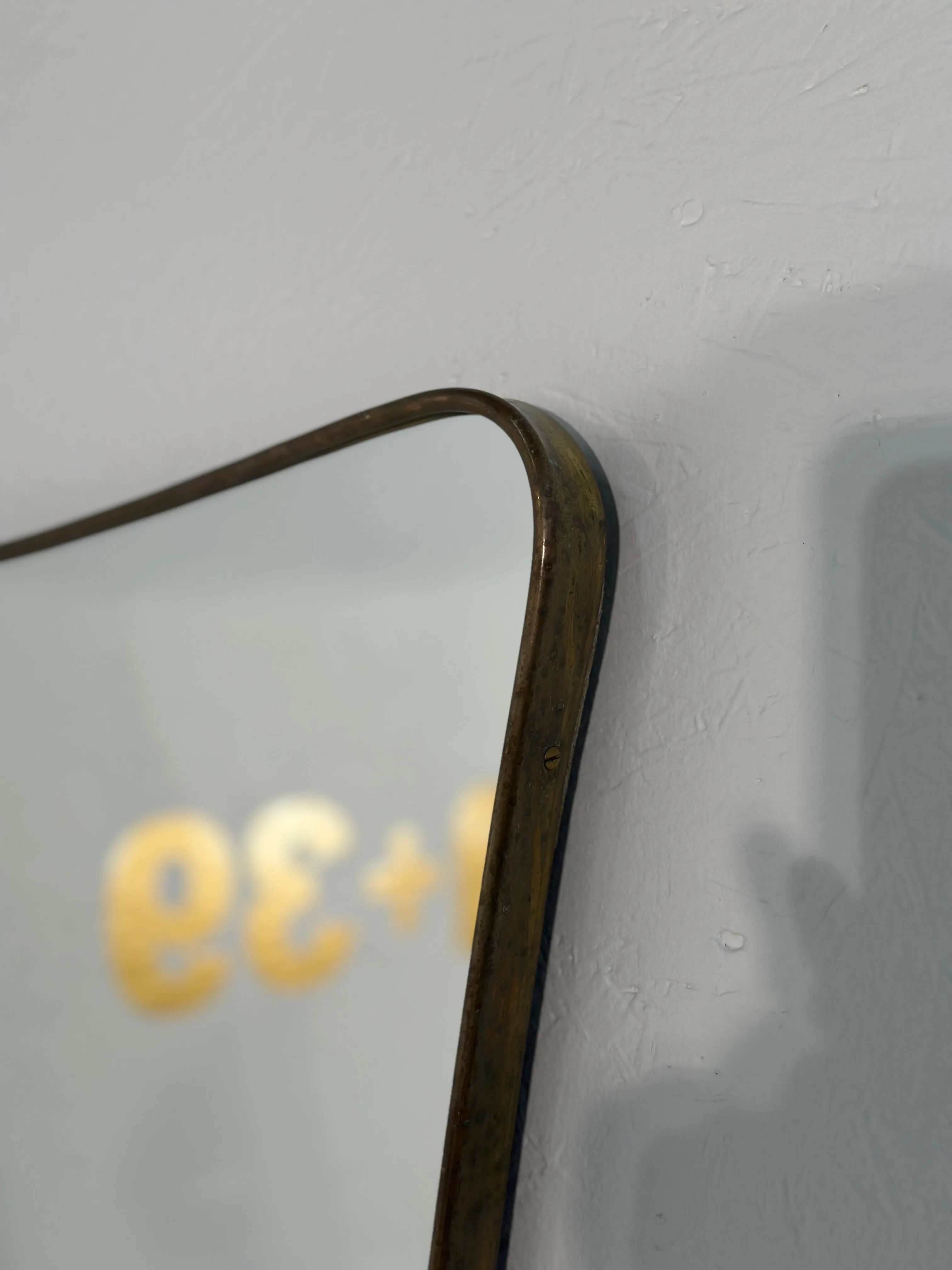 Vintage Italian Brass Frame Wave Wall Mirror 1960s