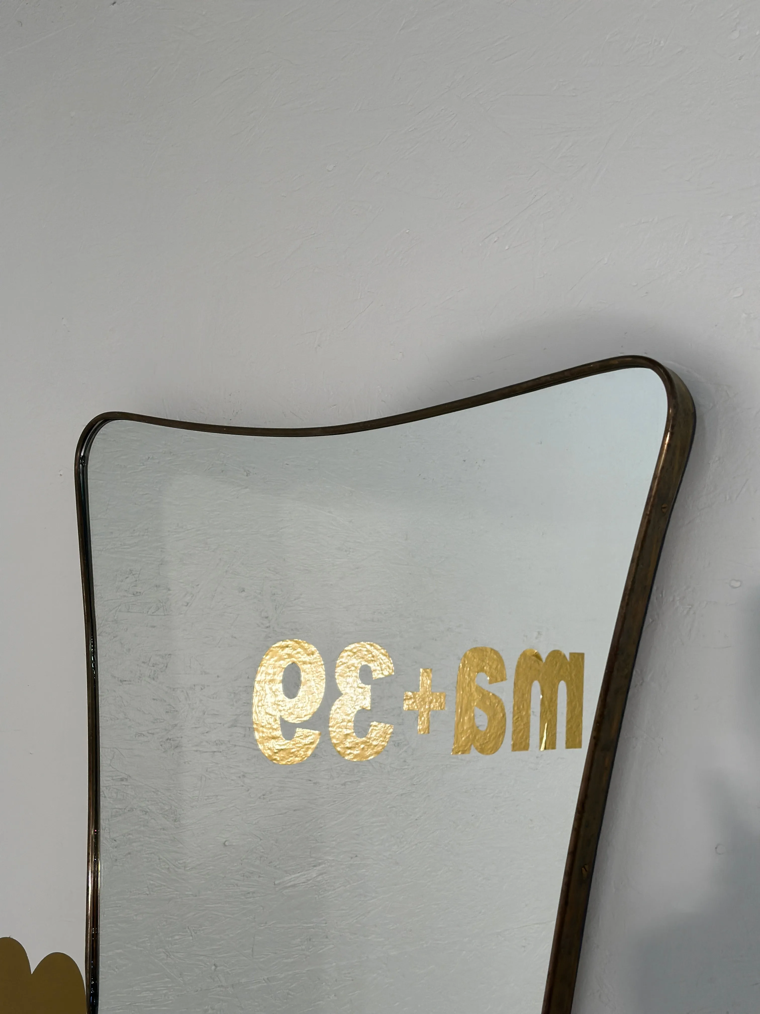 Vintage Italian Brass Frame Wave Wall Mirror 1960s