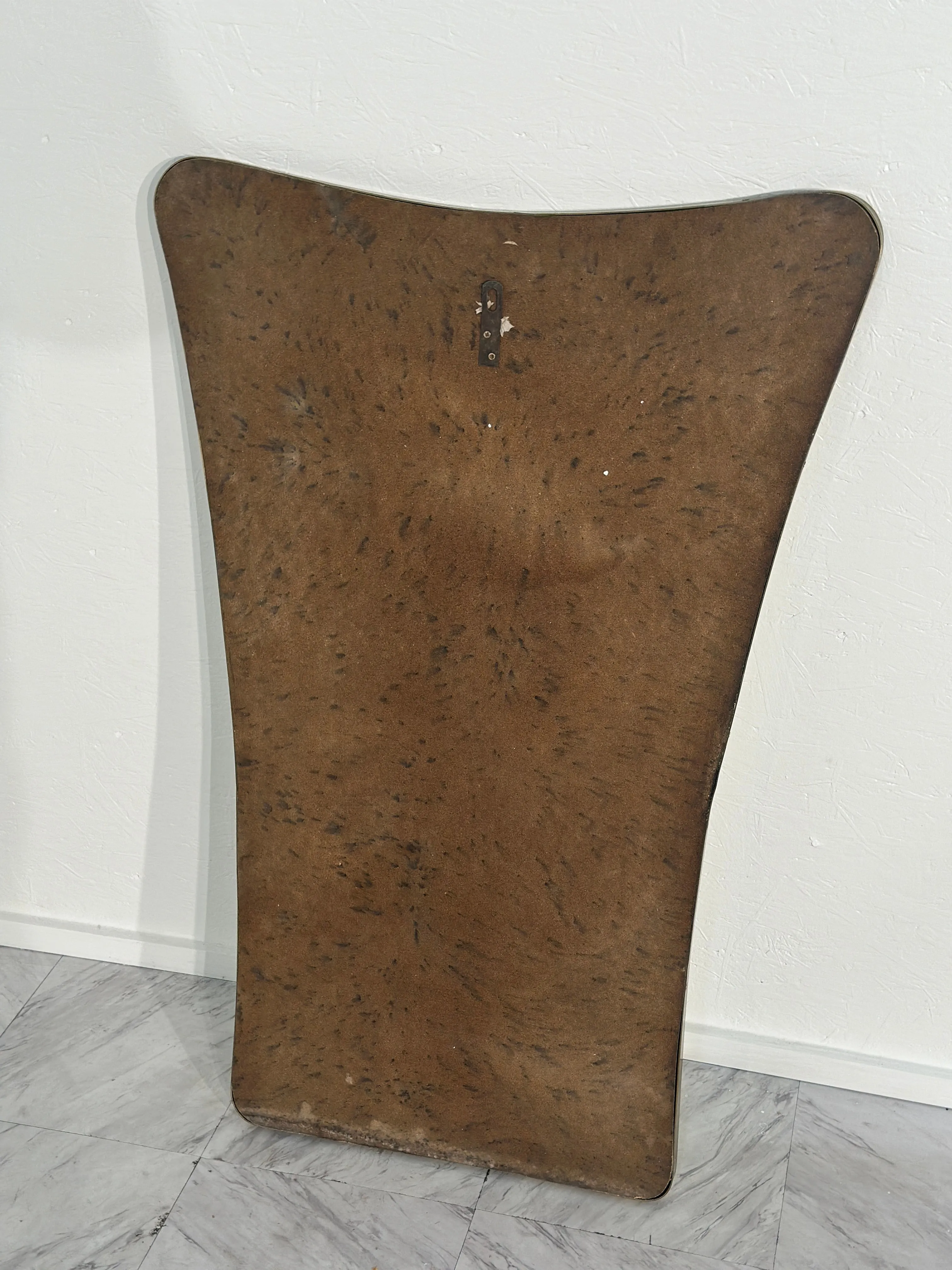 Vintage Italian Brass Frame Wave Wall Mirror 1960s