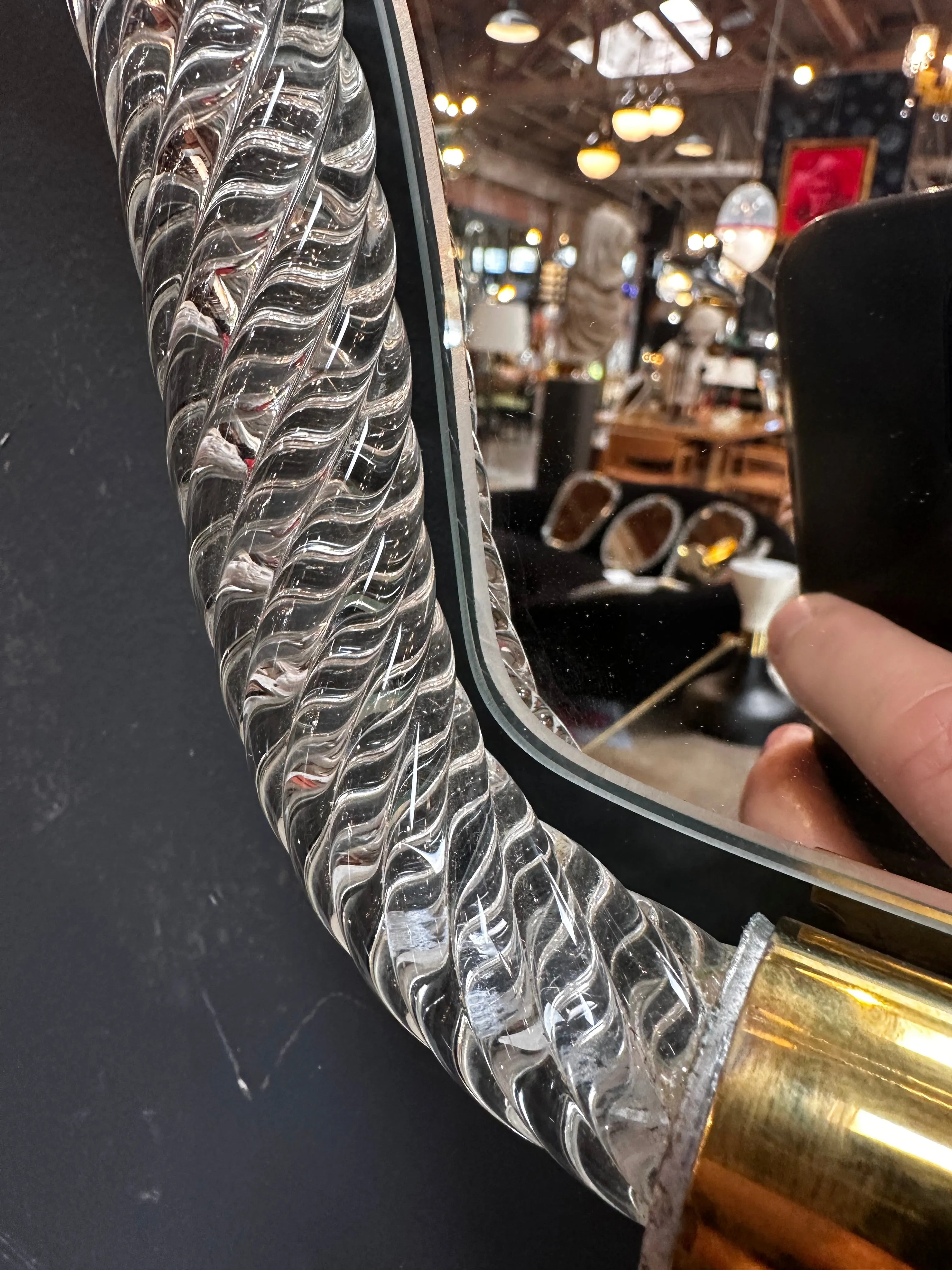 Vintage Italian Curvilinear Murano Wall Mirror 1940s