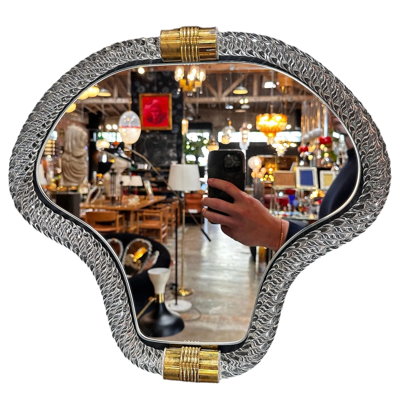 Vintage Italian Curvilinear Murano Wall Mirror 1940s