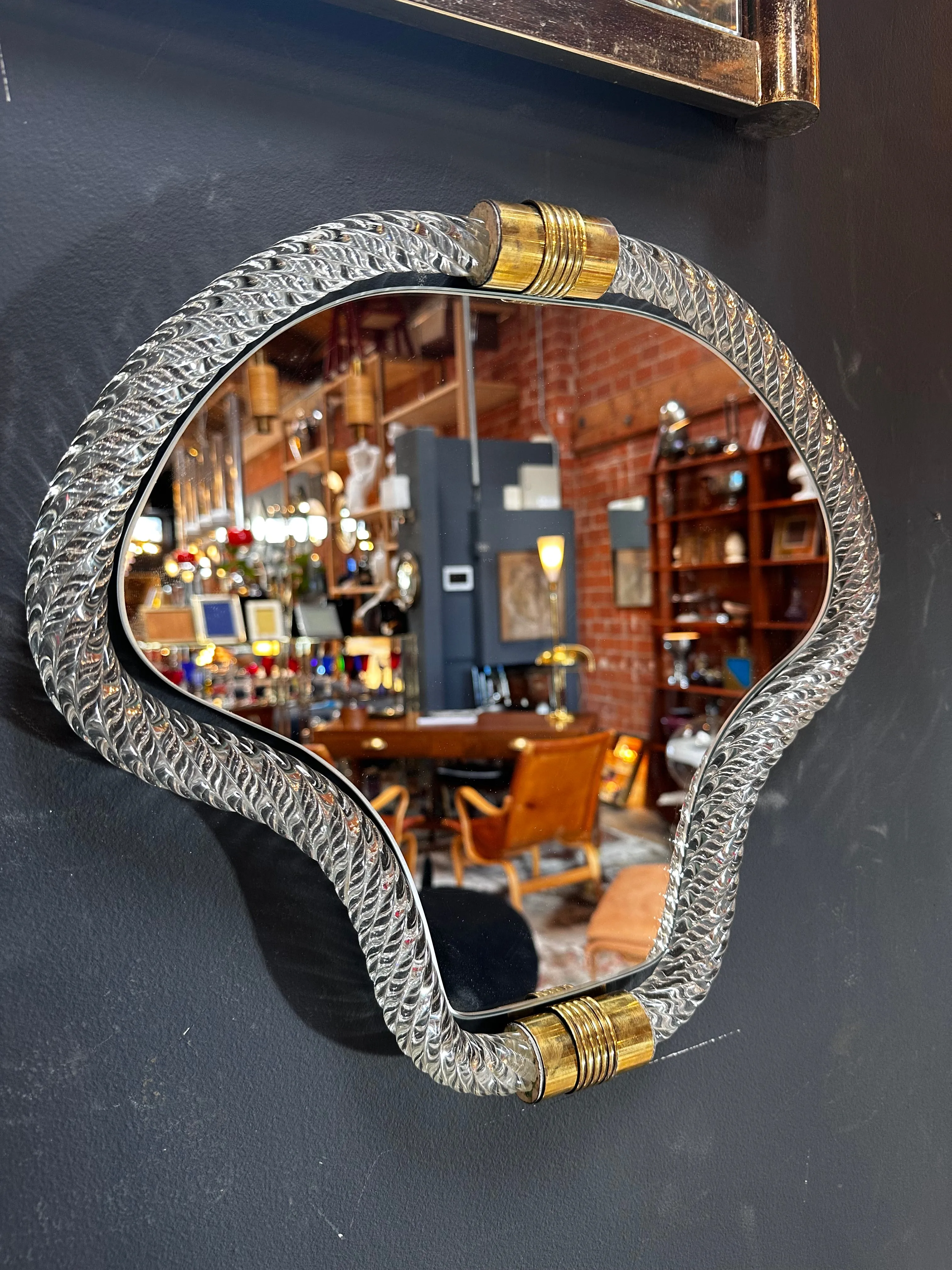 Vintage Italian Curvilinear Murano Wall Mirror 1940s