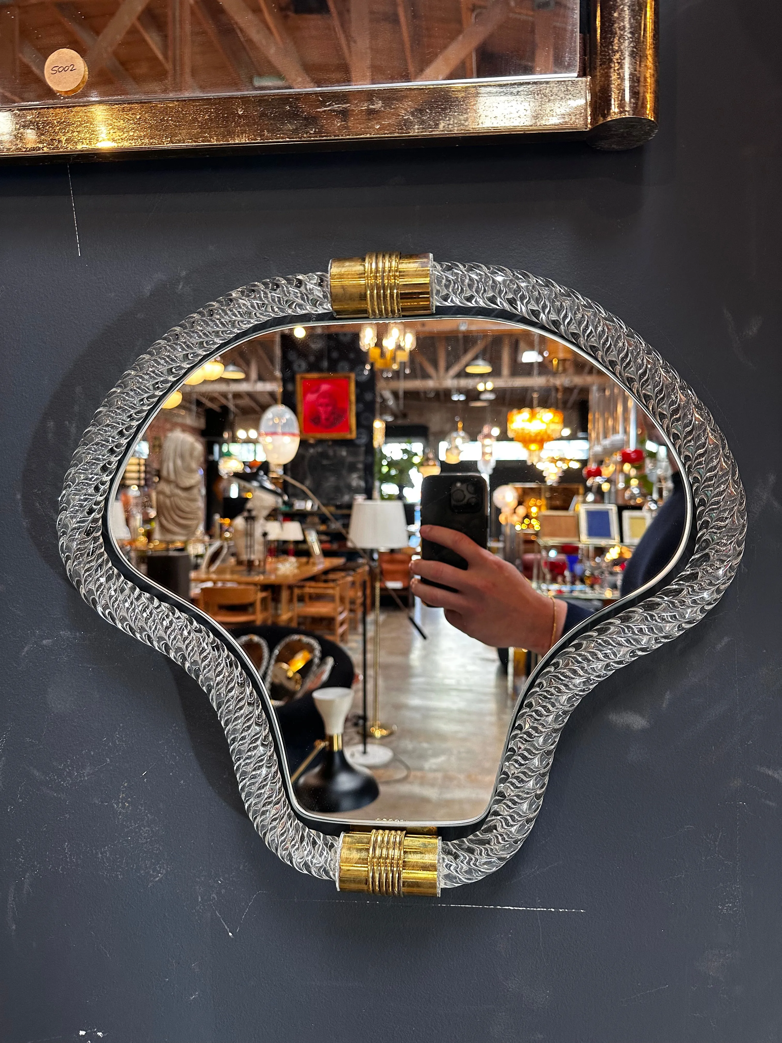 Vintage Italian Curvilinear Murano Wall Mirror 1940s