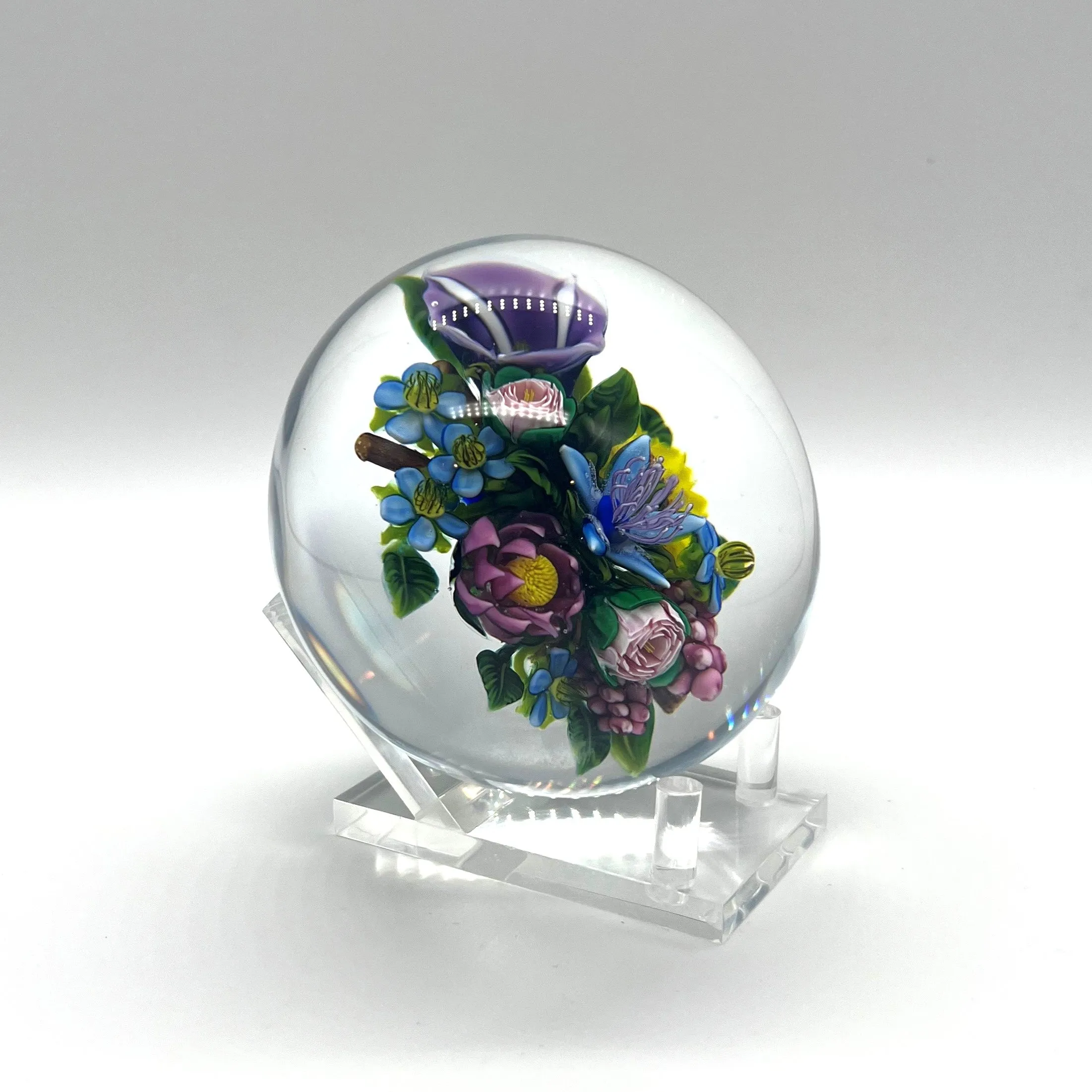 Violet Morning Glory Paperweight by Ken Rosenfeld