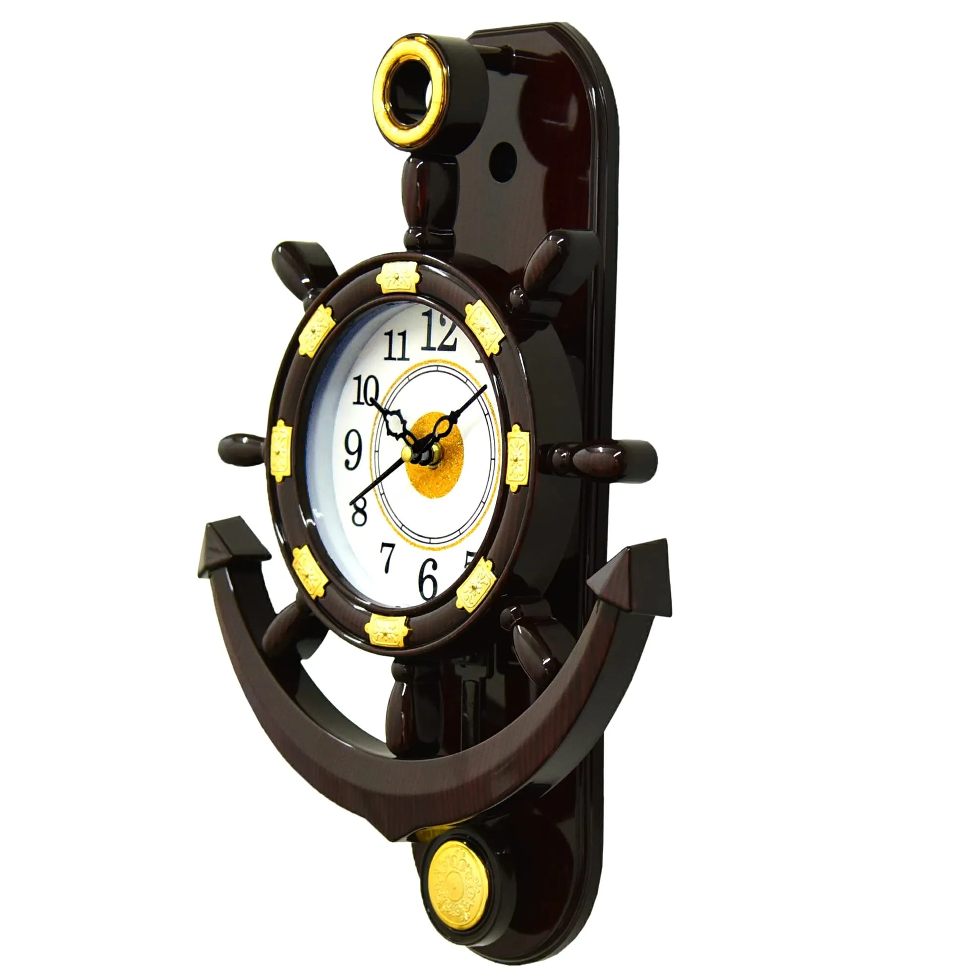 VOMI Pendulum Plastic Wall Decor for Home Gift Wall Home/Living Room/Bedroom/Kitchen Clock for Home (Size 36cm 27cm 7cm) (Brown)