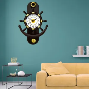 VOMI Pendulum Plastic Wall Decor for Home Gift Wall Home/Living Room/Bedroom/Kitchen Clock for Home (Size 36cm 27cm 7cm) (Brown)