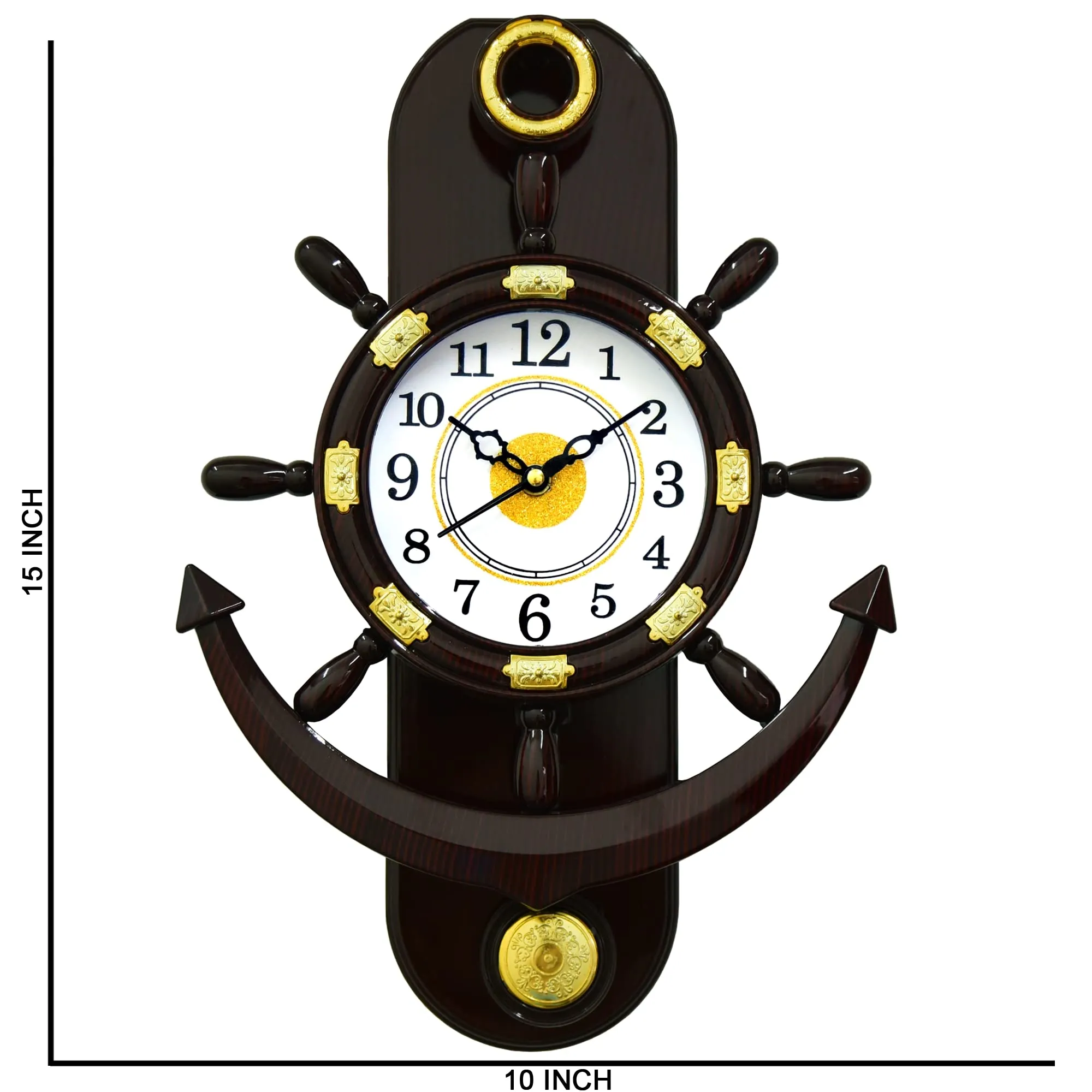 VOMI Pendulum Plastic Wall Decor for Home Gift Wall Home/Living Room/Bedroom/Kitchen Clock for Home (Size 36cm 27cm 7cm) (Brown)