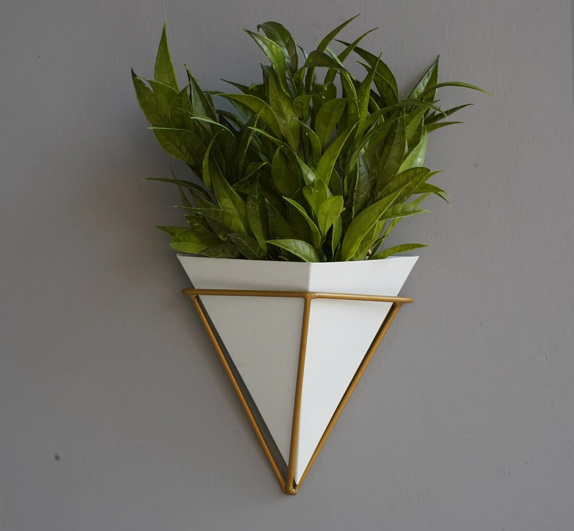 Wall Hanging Pots for Plants(White Pyramid, Black Pyramid - Pack 2)