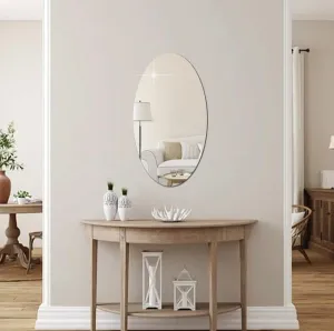 WallDaddy - Self Adhesive Plastic Oval Mirror for Wall Stickers (30x20) Inch Frameless Flexible Mirror for Bathroom | Bedroom | Living Room (OvalMirror) Mirror Wall Decor