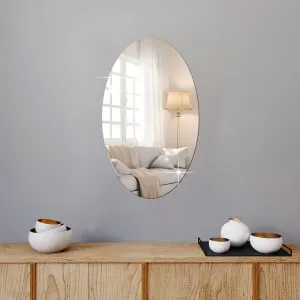 WallDaddy - Self Adhesive Wall Mirror Stickers Big Size (30x20) Cm Frameless Mirror for Wall Stickers | Mirror for Bathroom | Bedroom | Wash Basin Flexible Mirror Sheets for Wall (R-OvalMirror)