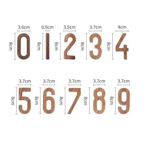 Walnut Wood Numeric (0-9)
