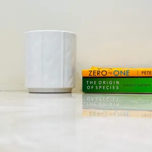 White Faceted Ceramic Planter – Modern Geometric Design
