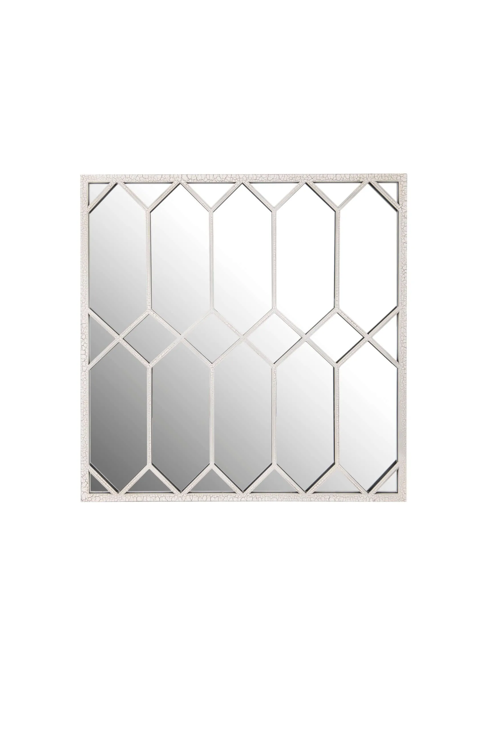 White Square Metal Mirror with Vintage Distressed Finish