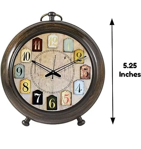 Wooden Antique Table Clock Home Office Decoration Desk & Shelf Clocks, 5 Inch Antique Wooden Table Clock