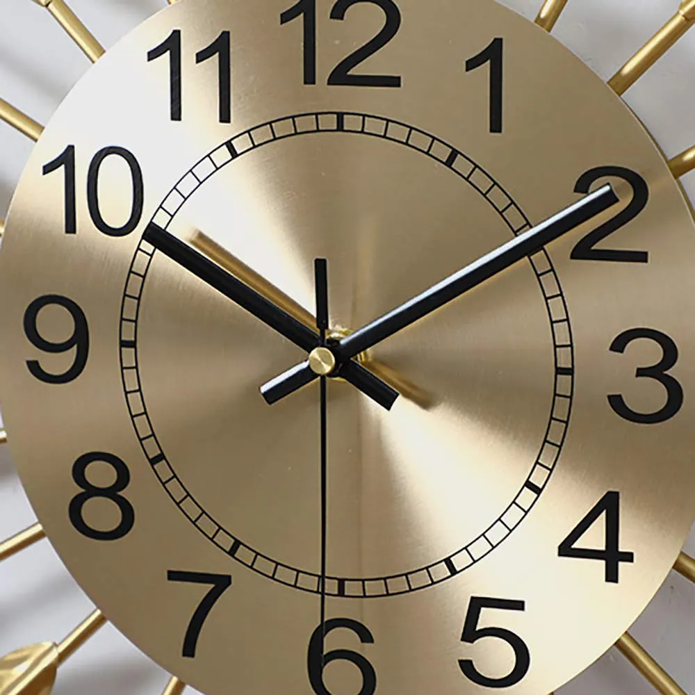 XINDONG Large Decorative Wall Clock, Leave Shape Clock Silent Wall Clock Non Ticking for Living Room Bedroom Office Decor, Modern Metal Wall Clock 23 Inch